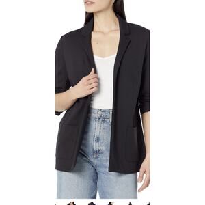 Amazon Essentials Women's Relaxed-Fit Soft Ponte Blazer, Black, X-Large